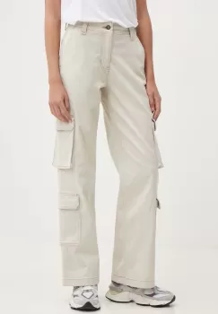 Hollister Co. pantaloni femei, culoarea bej, drept, high waist, KI356-4095-101 imagine