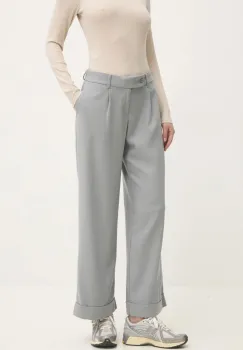 Hollister Co. pantaloni femei, culoarea gri, drept, high waist, KI356-4140 imagine