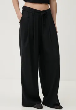 Hollister Co. pantaloni femei, culoarea negru, drept, high waist, KI356-5047 imagine