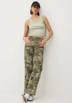 Hollister Co. pantaloni femei, culoarea verde, drept, high waist, KI356-4130-338 imagine