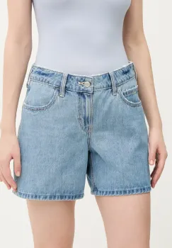 Hollister Co. pantaloni scurti din bumbac femei, neted, medium waist, KI349-5096 imagine