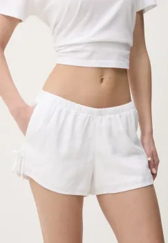 Hollister Co. pantaloni scurti din in culoarea alb, neted, medium waist, KI349-5077 imagine