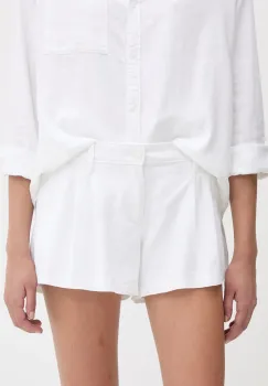 Hollister Co. pantaloni scurti din in culoarea alb, uni, medium waist, KI349-5124 imagine