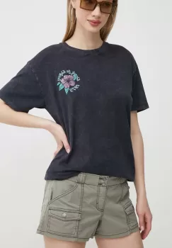 Hollister Co. pantaloni scurti femei, culoarea verde, neted, high waist, KI349-4193-331 imagine