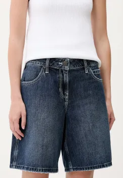 Hollister Co. pantaloni scurti jeans culoarea bleumarin, uni, high waist, KI349-5221 imagine