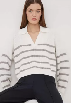 Hollister Co. pulover femei, culoarea alb imagine