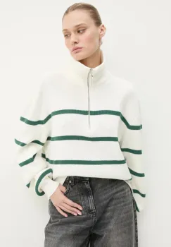 Hollister Co. pulover femei, culoarea alb, cu guler, KI350-4256 imagine