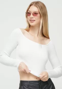 Hollister Co. pulover femei, culoarea alb, light imagine