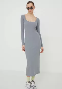 Hollister Co. rochie culoarea gri, midi, mulata imagine