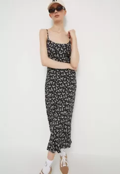 Hollister Co. rochie culoarea negru, maxi, drept imagine