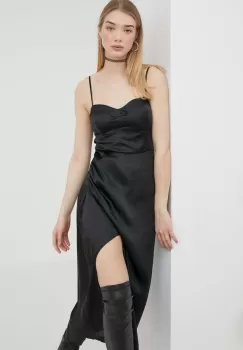 Hollister Co. rochie culoarea negru, midi, mulata imagine