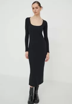 Hollister Co. rochie culoarea negru, midi, mulata imagine
