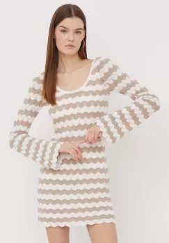 Hollister Co. rochie din bumbac culoarea bej, mini, mulata imagine