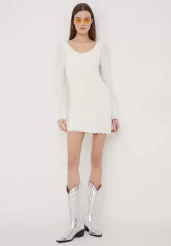 Hollister Co. rochie din bumbac culoarea bej, mini, mulata imagine