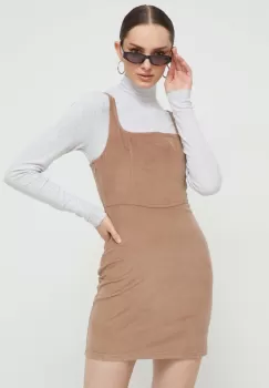 Hollister Co. rochie din velur culoarea maro, mini, evazati imagine
