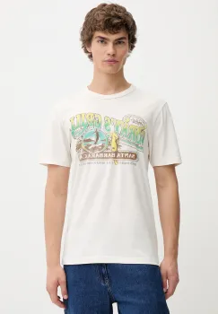 Hollister Co. tricou din bumbac culoarea bej, cu imprimeu, KI323-5305 imagine