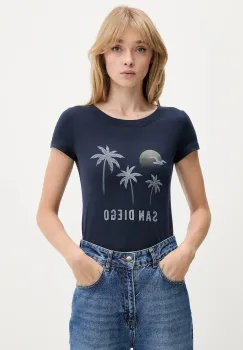 Hollister Co. tricou din bumbac culoarea bleumarin, KI357-5016 imagine