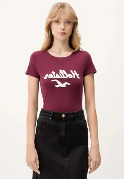Hollister Co. tricou din bumbac culoarea bordo, KI357-5016 imagine
