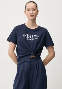 Hollister Co. tricou din bumbac femei, culoarea albastru marin, KI357-5000 imagine