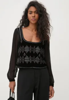Hoss Intropia bluza femei, culoarea negru, cu imprimeu, 6288731 imagine