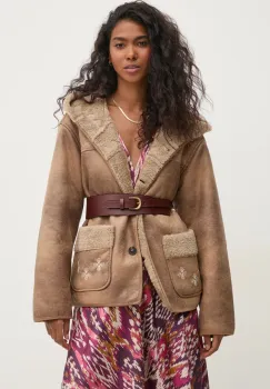 Hoss Intropia geaca femei, culoarea bej, de tranzitie, oversize, 5458316 imagine