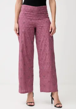 Hoss Intropia pantaloni culoarea roz, drept, high waist, 6542822 imagine