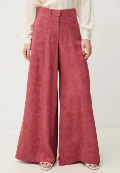 Hoss Intropia pantaloni din amestec de in femei, culoarea rosu, lat, high waist, 6549010 imagine