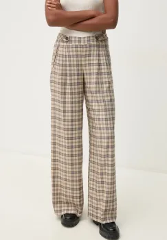 Hoss Intropia pantaloni femei, culoarea bej, drept, high waist, 6548635 imagine