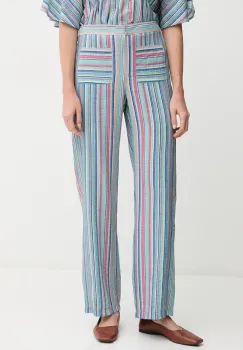 Hoss Intropia pantaloni femei, culoarea turcoaz, drept, high waist, 6549017 imagine