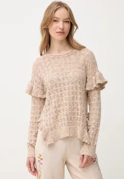 Hoss Intropia pulover din amestec de in femei, culoarea bej, light, 6389954 imagine