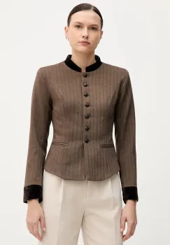 Hoss Intropia sacou culoarea maro, un singur rand de nasturi, cu imprimeu, 5472062 imagine