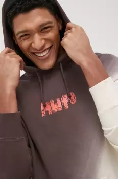 HUF bluza barbati, culoarea maro, cu imprimeu imagine