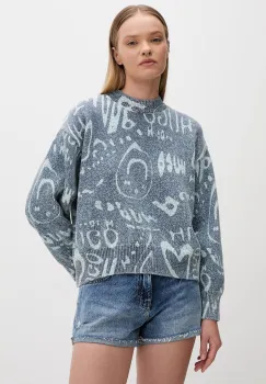 HUGO Blue pulover pentru femei, din bumbac Slicary_B imagine