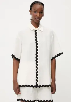 HUGO camasa pentru femei, cu amestec de in Camule-1 imagine