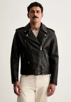 HUGO geaca de biker pentru barbati din piele Levon imagine