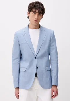 HUGO sacou cu un singur rand de nasturi barbati cu amestec de in Arti253X imagine