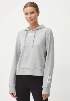 Hummel bluza femei, culoarea gri, cu gluga, melanj, 225889 imagine
