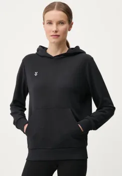 Hummel bluza femei, culoarea negru, cu gluga, neted, 229313 imagine