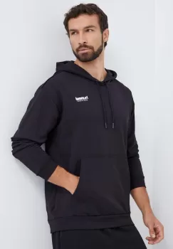 Hummel hanorac de bumbac barbati, culoarea negru, cu gluga, neted imagine