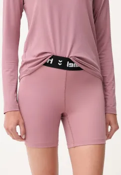 Hummel pantaloni scurti de antrenament culoarea roz, uni, medium waist, 229980 imagine