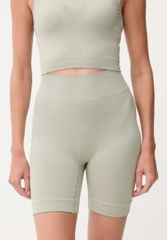 Hummel pantaloni scurti de antrenament culoarea verde, uni, high waist, 230078 imagine