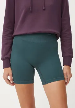 Hummel pantaloni scurti de antrenament Define culoarea verde, neted, high waist, 224138 imagine