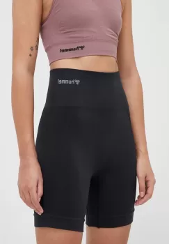 Hummel pantaloni scurti de antrenament Tif culoarea negru, neted, high waist imagine