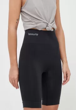 Hummel pantaloni scurti de antrenament Tif culoarea negru, neted, high waist imagine