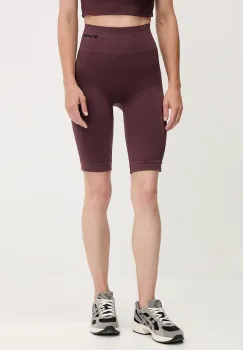 Hummel pantaloni scurti de antrenament Tif culoarea roz, uni, high waist imagine