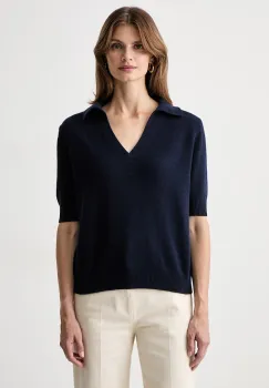 iBlues pulover cu maneca scurta pentru femei cu amestec de lana IBLUGOLA imagine