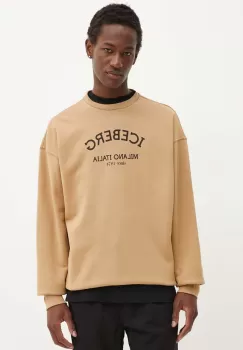 Iceberg bluza barbati, culoarea bej, cu imprimeu imagine