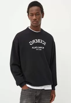 Iceberg bluza barbati, culoarea negru, cu imprimeu imagine