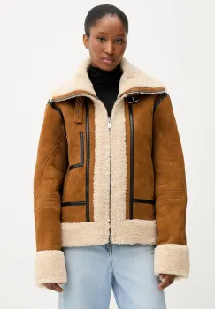 Iceberg geaca din piele intoarsa culoarea maro, de tranzitie, oversize, ZO20 6807 imagine
