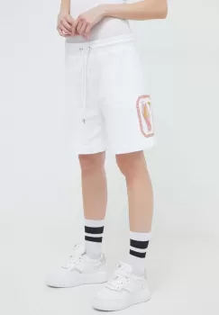 Iceberg pantaloni scurti din bumbac culoarea alb, cu imprimeu, high waist imagine